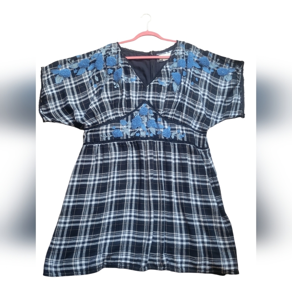 Anthropologie A+plus Sarah Black and Blue Plaid Tunic Dress - Picture 3 of 16